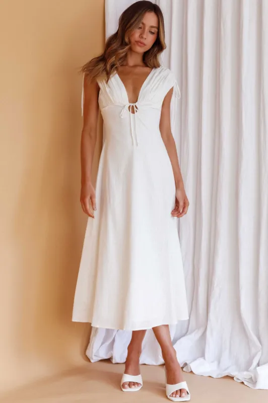 Cape Cod Drawstring Accent Midi Dress White sold by Selfie Leslie