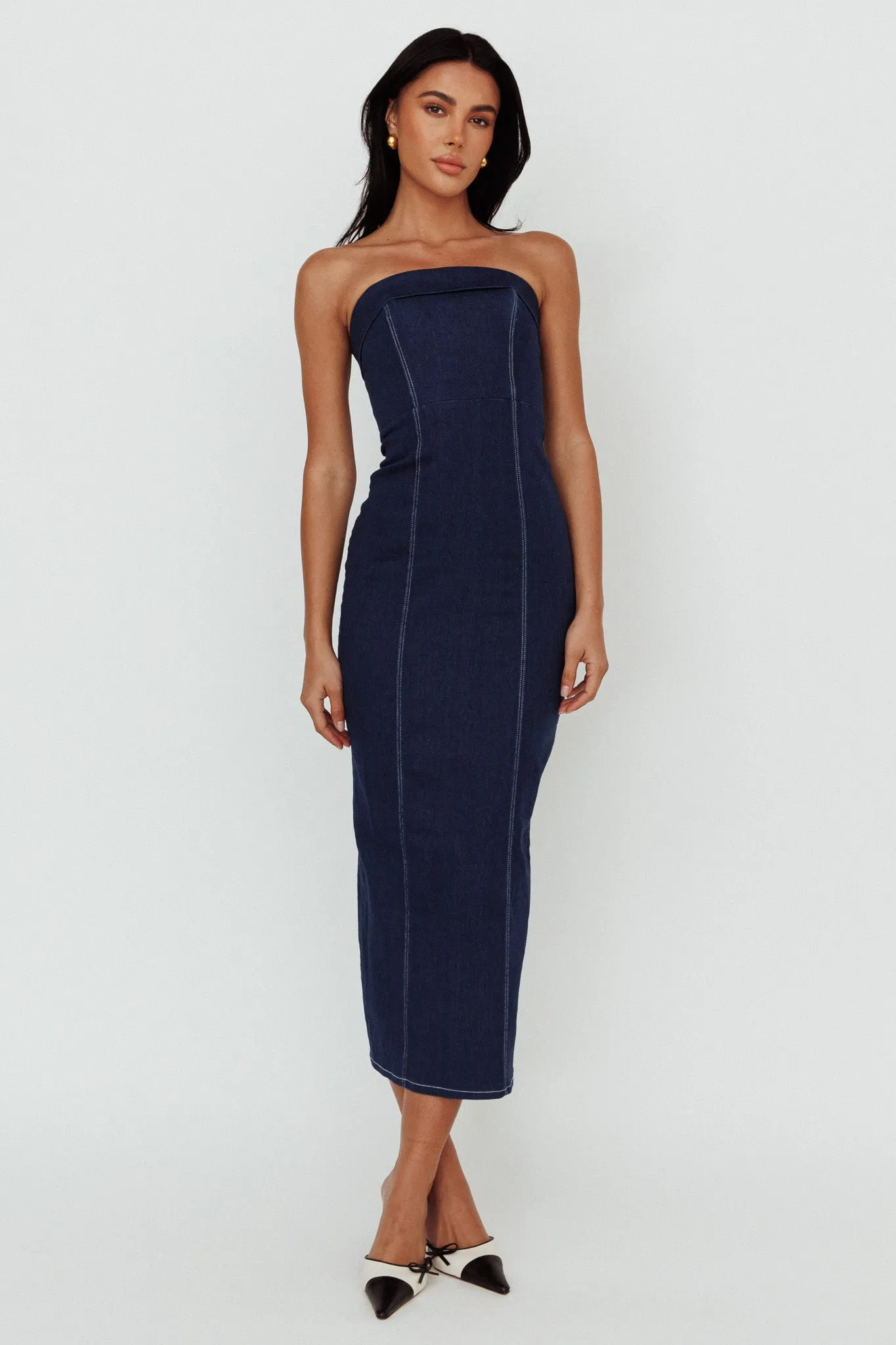 Press Play Strapless Maxi Dress Indigo sold by Selfie Leslie