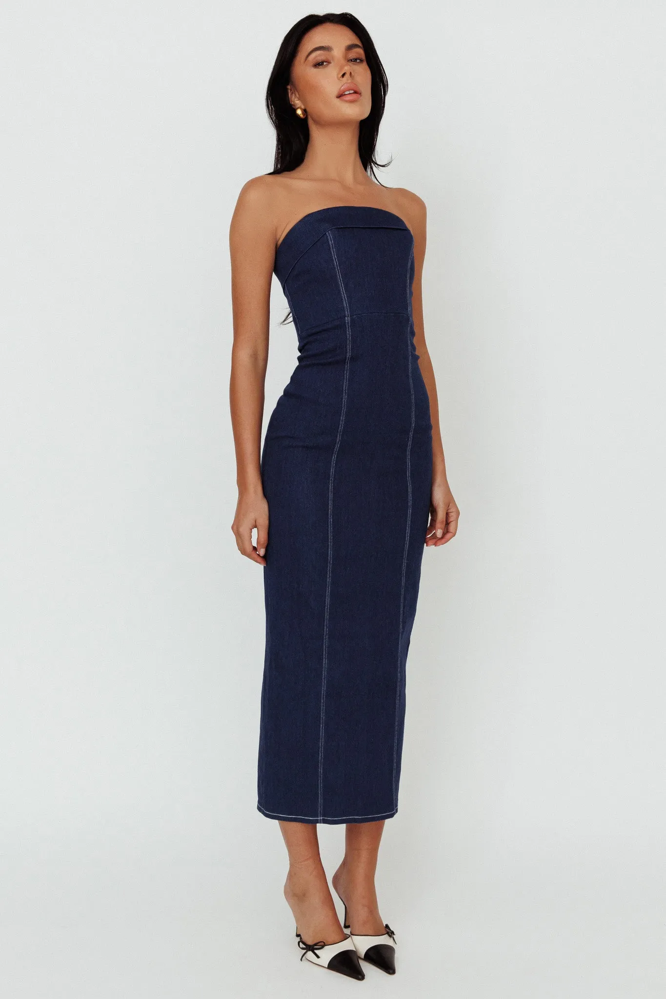 Press Play Strapless Maxi Dress Indigo sold by Selfie Leslie product image thumbnail 3