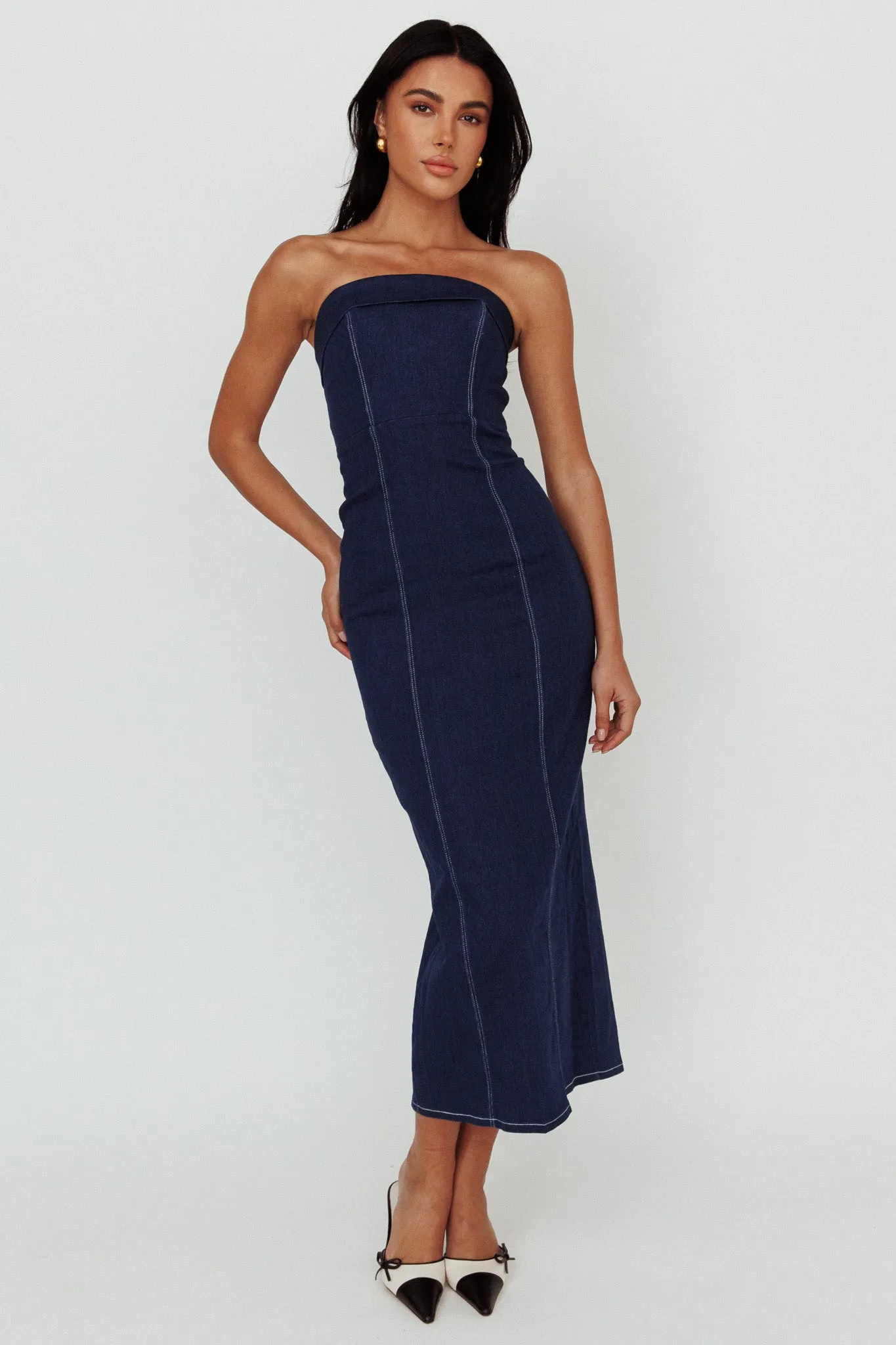 Press Play Strapless Maxi Dress Indigo sold by Selfie Leslie product image thumbnail 5