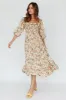 Flynn Balloon Sleeve Shirred Midi Dress Floral Green sold by Selfie Leslie