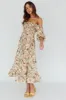 Flynn Balloon Sleeve Shirred Midi Dress Floral Green sold by Selfie Leslie