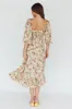Flynn Balloon Sleeve Shirred Midi Dress Floral Green sold by Selfie Leslie