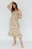 Flynn Balloon Sleeve Shirred Midi Dress Floral Green sold by Selfie Leslie