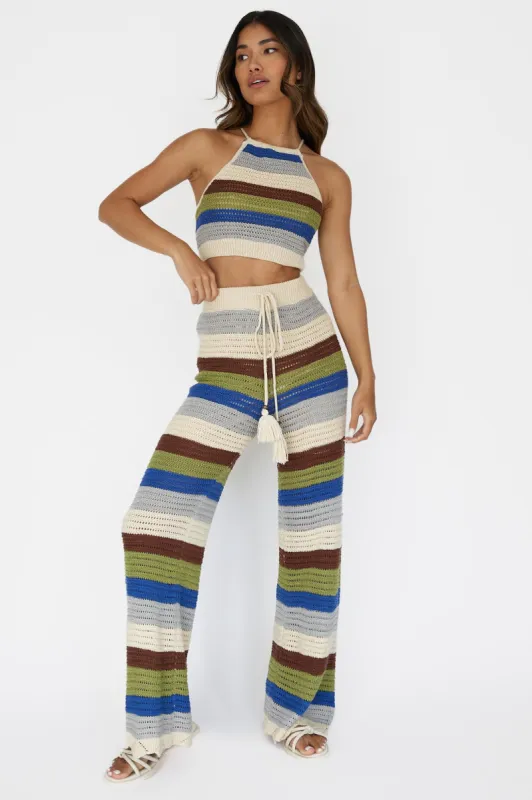 Dream Believer Crochet Pants Stripe Blue Multi sold by Selfie Leslie