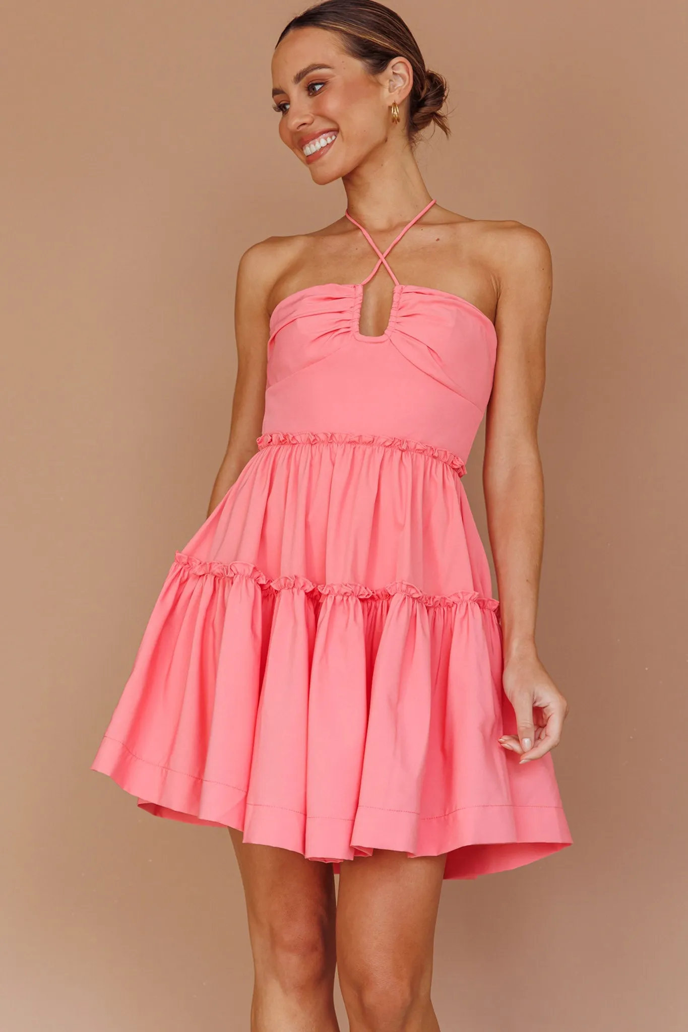 Horizons Frill Trim Mini Dress Pink sold by Selfie Leslie product image thumbnail 5