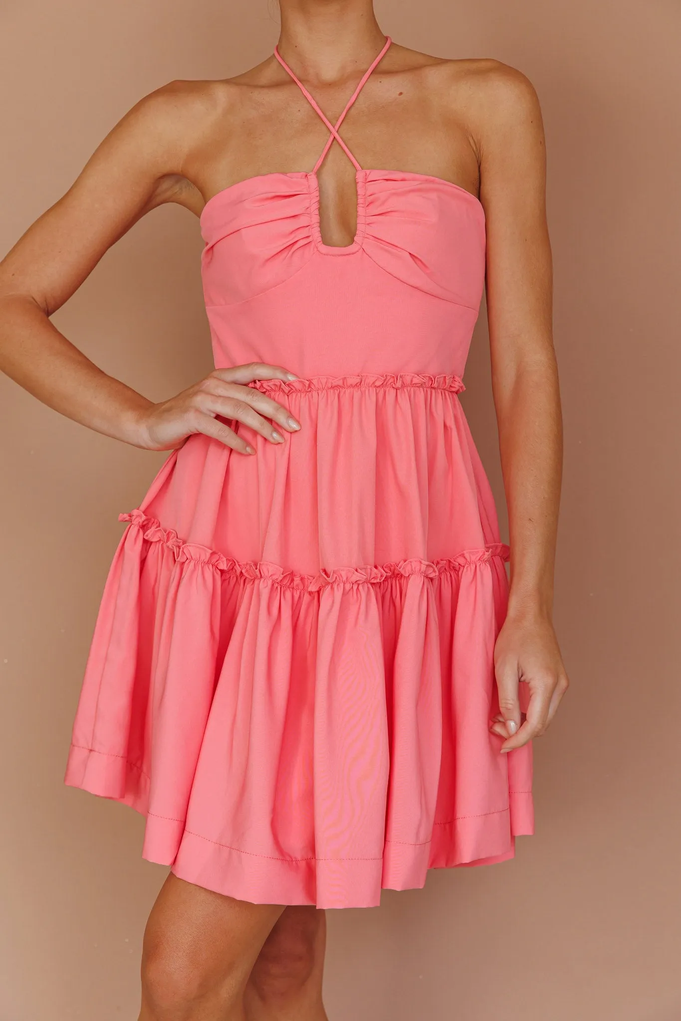 Horizons Frill Trim Mini Dress Pink sold by Selfie Leslie product image thumbnail 4