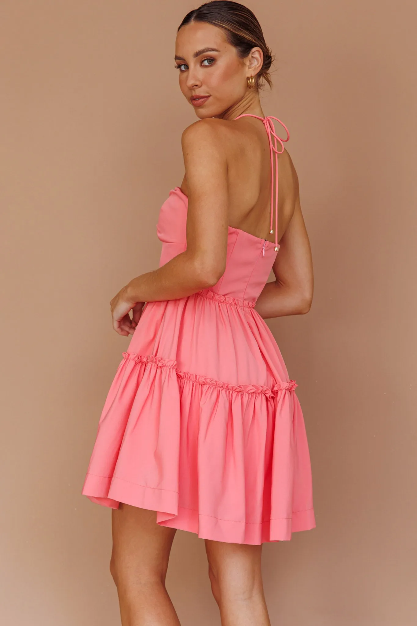 Horizons Frill Trim Mini Dress Pink sold by Selfie Leslie product image thumbnail 2