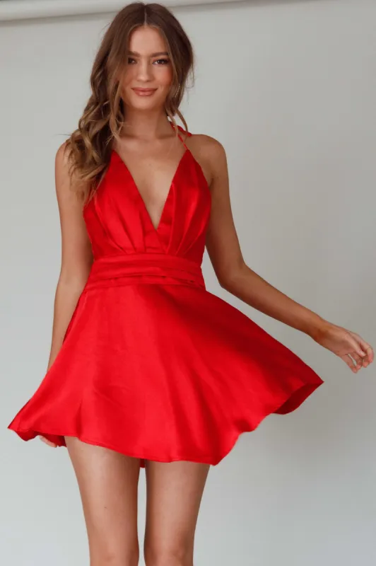 Bella Notte Plunging A-Line Mini Dress Cherry sold by Selfie Leslie