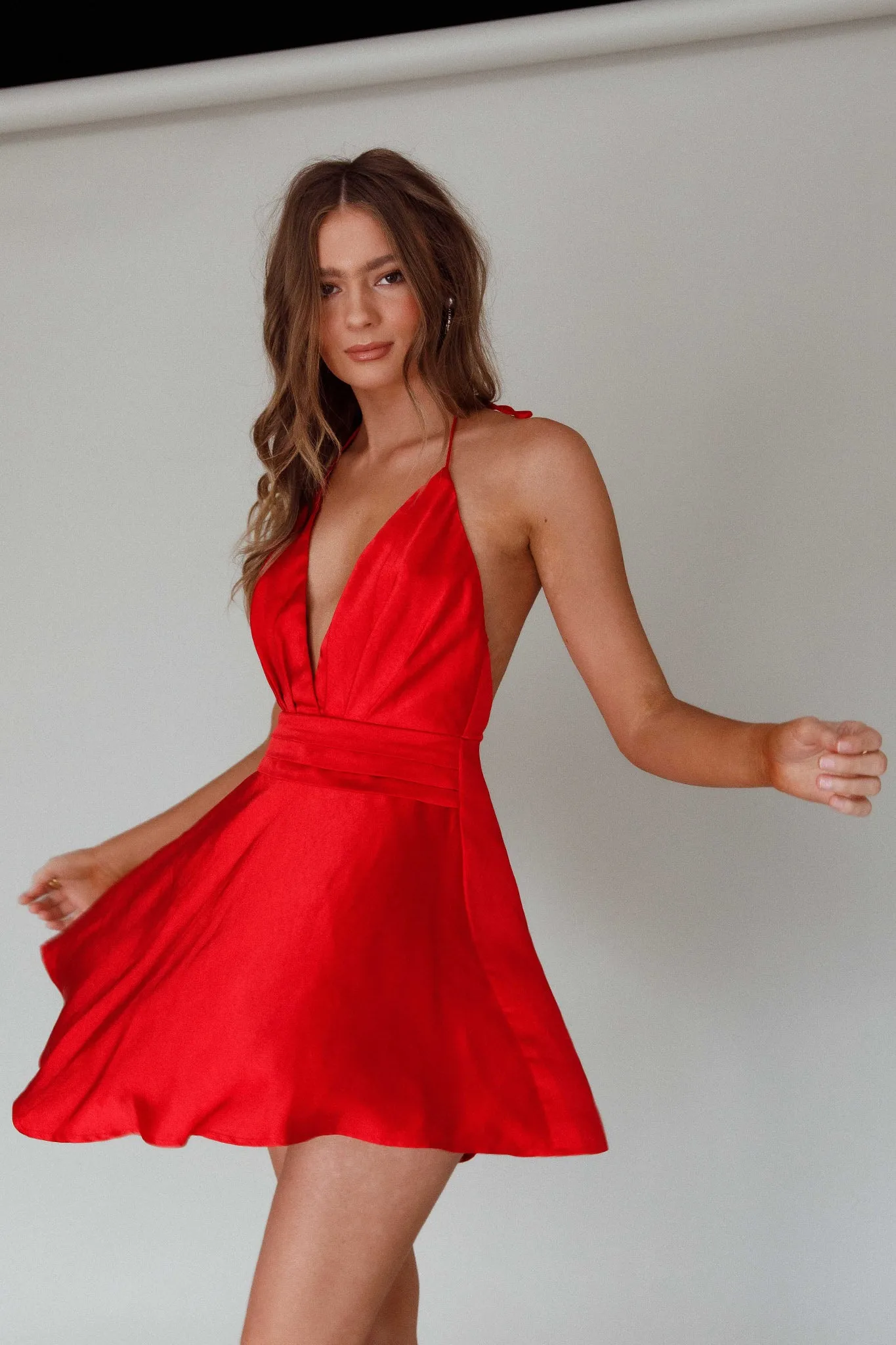 Bella Notte Plunging A-Line Mini Dress Cherry sold by Selfie Leslie product image thumbnail 5