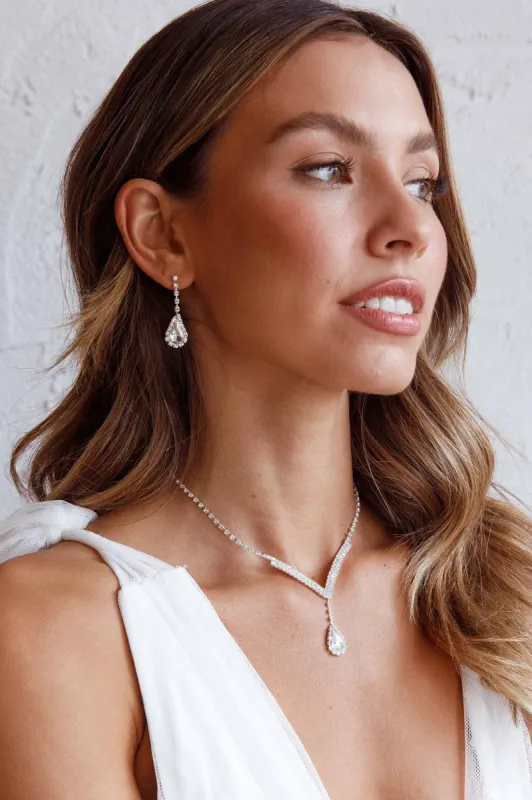 Melissa Diamante Necklace and Earrings Set Silver sold by Selfie Leslie