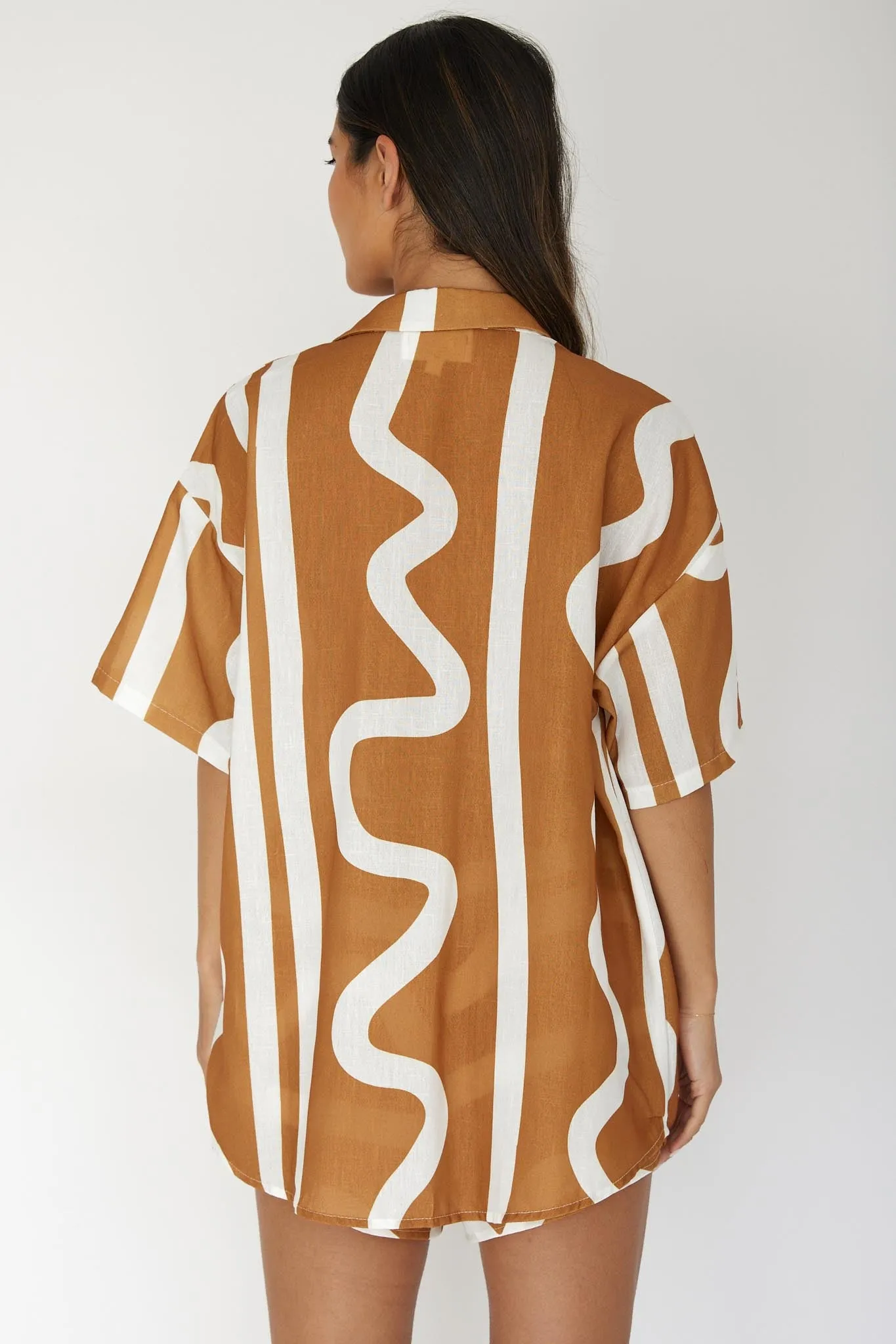 Cora Button-Up Shirt Print Tan sold by Selfie Leslie product image thumbnail 2