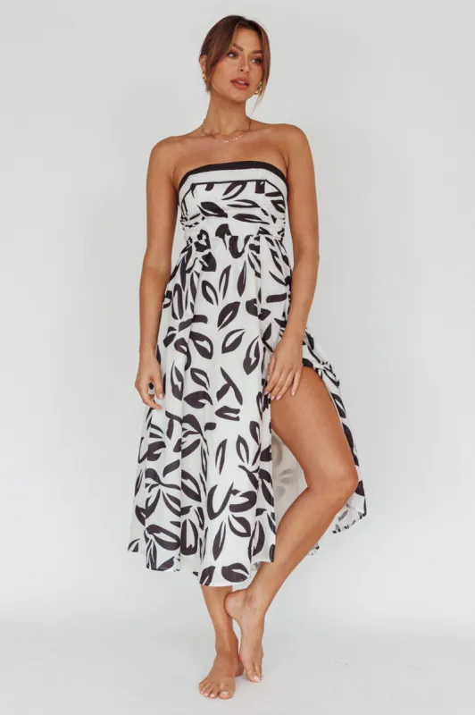 Randi Tie-Back Maxi Dress Leaf Print Beige sold by Selfie Leslie