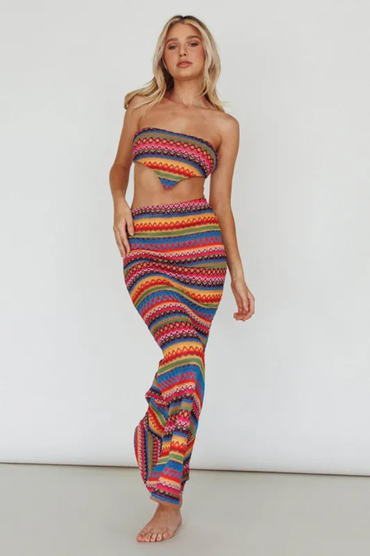 Tulum Knit Midi Skirt Pink Multi sold by Selfie Leslie