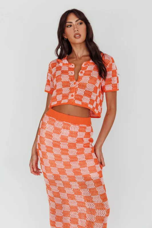 Byron Bay Crochet Buttoned Top Sunset sold by Selfie Leslie