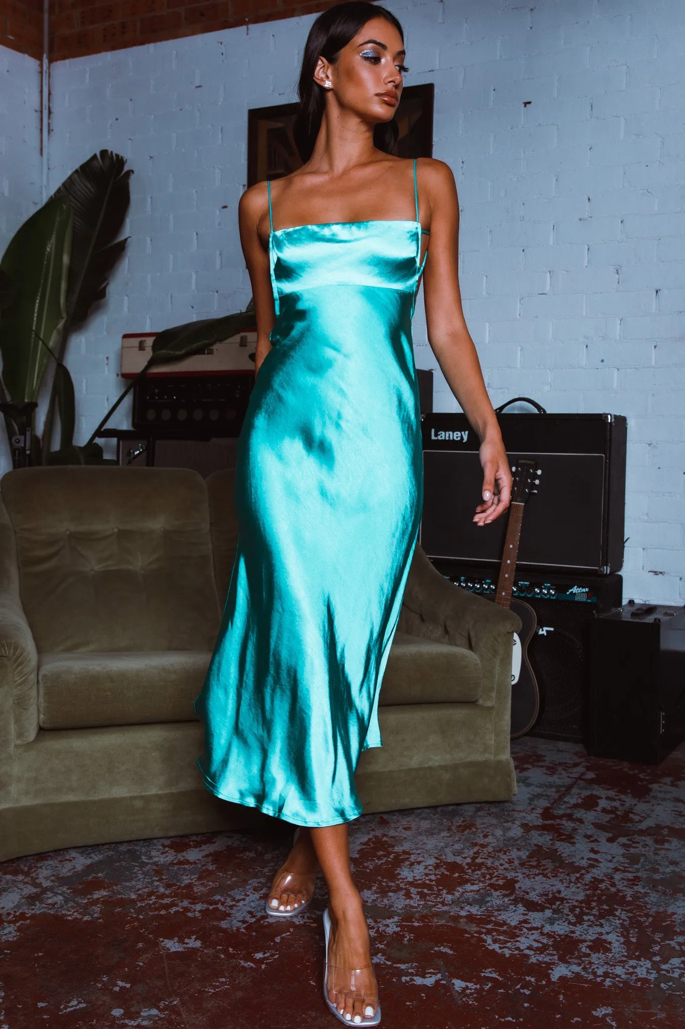 Dolce Life Low Back Midi Dress Teal sold by Selfie Leslie product image thumbnail 3
