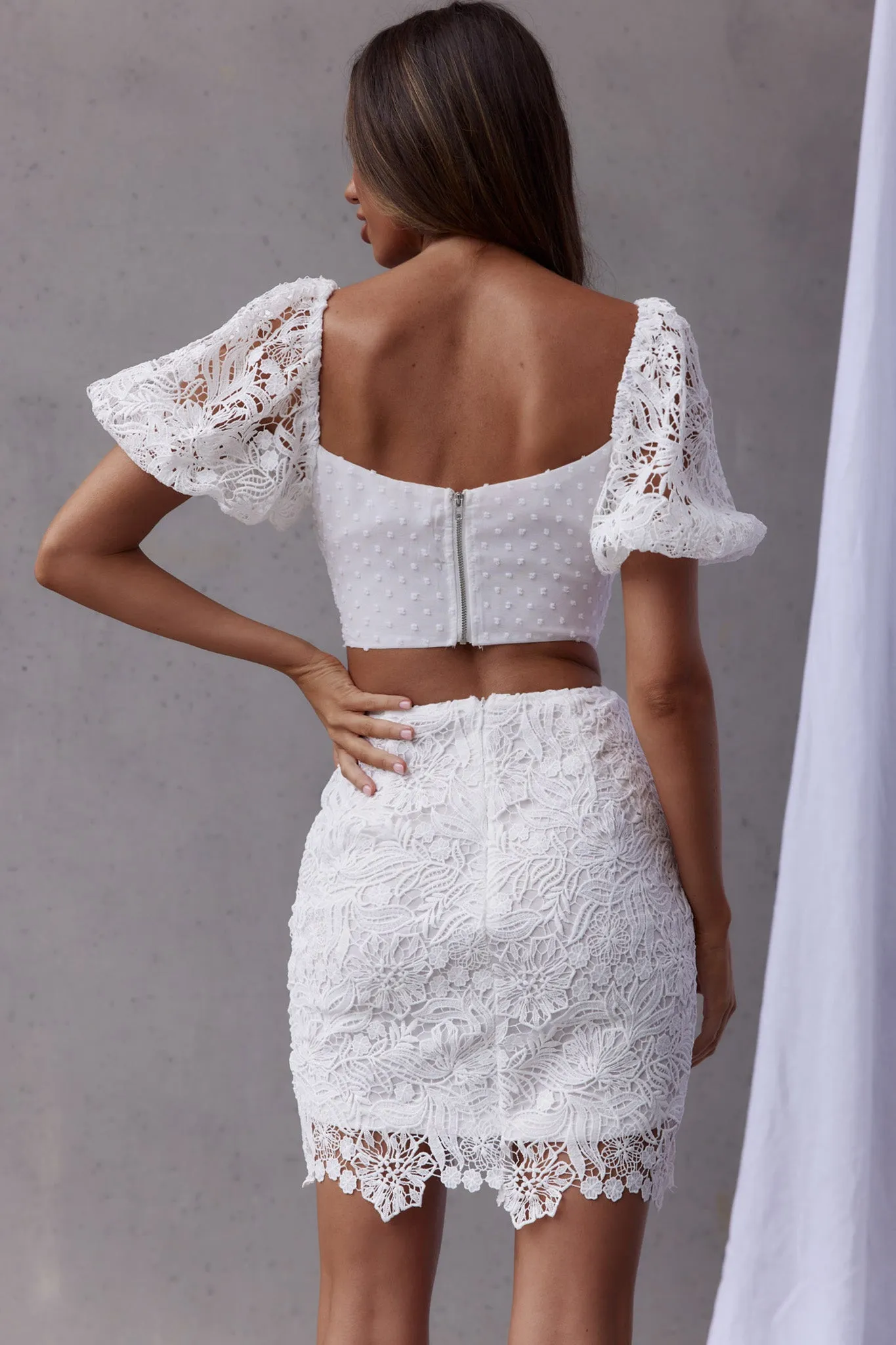 First Love Tied Bust Lace Dress White sold by Selfie Leslie product image thumbnail 2