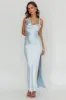 Midnight Sun Asymmetrical Strap Maxi Dress Blue sold by Selfie Leslie