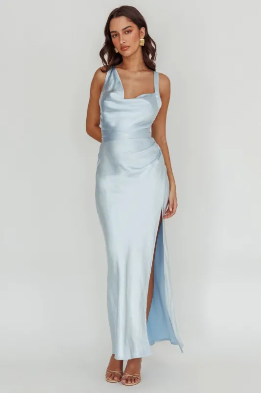 Midnight Sun Asymmetrical Strap Maxi Dress Blue sold by Selfie Leslie