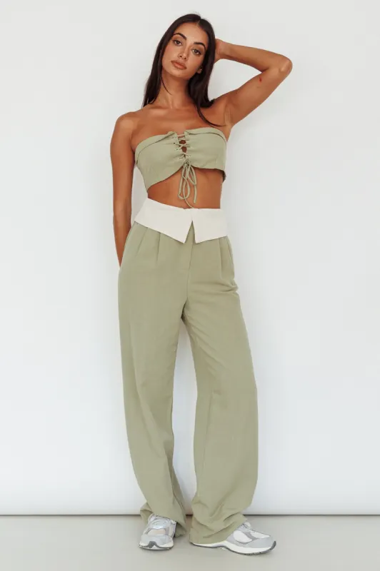 East Village Lace-Up Crop Top Sage sold by Selfie Leslie