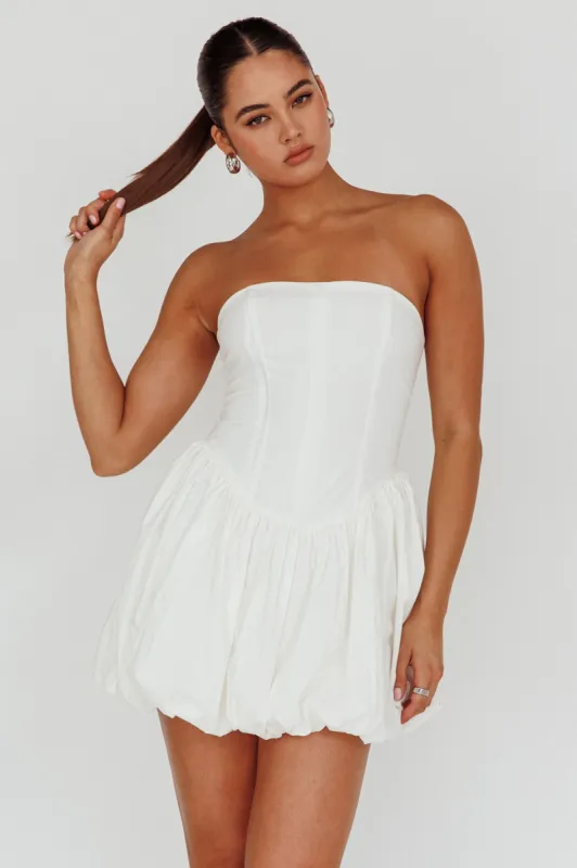 Monti Strapless Bubble Hem Mini Dress White sold by Selfie Leslie