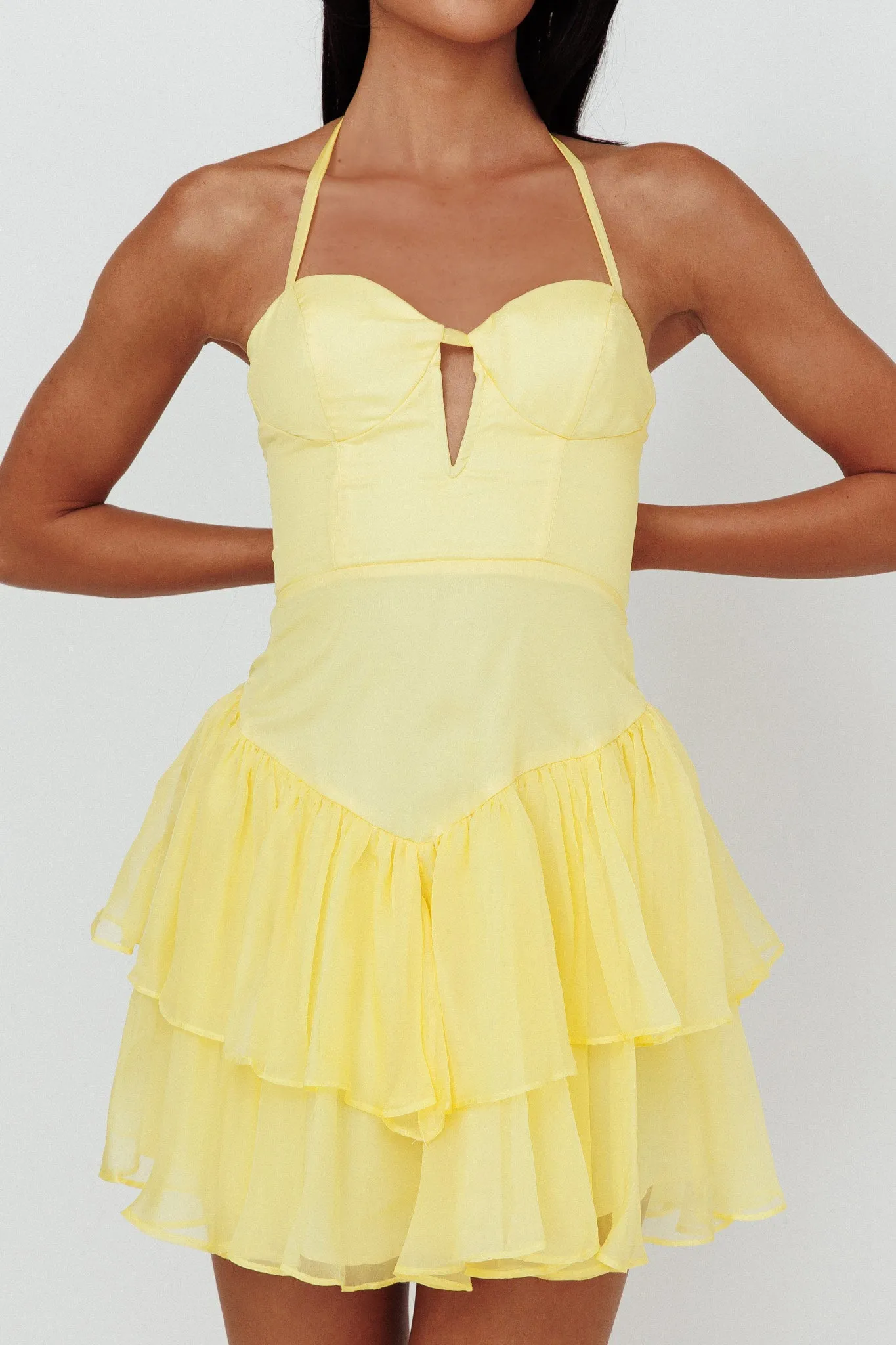 Tuscan Summer Flounce Mini Dress Lemon sold by Selfie Leslie product image thumbnail 4