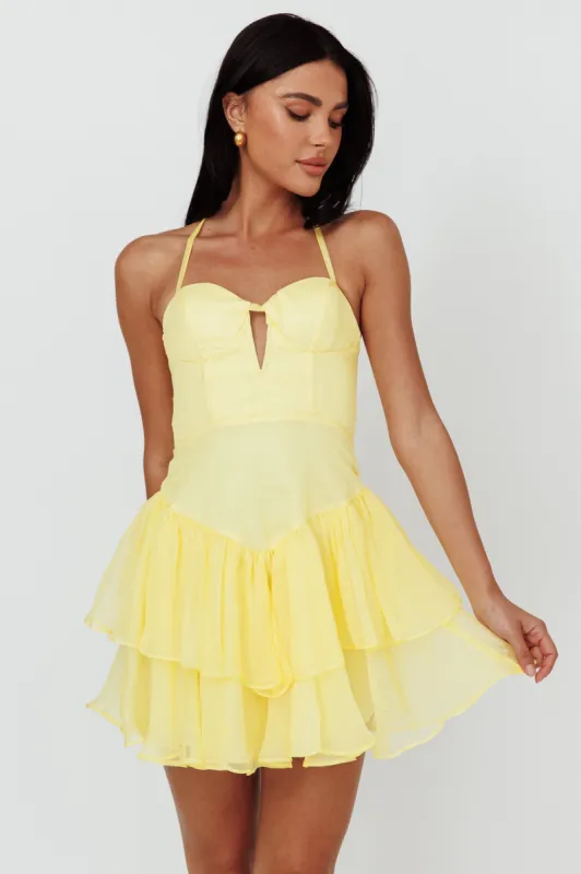 Tuscan Summer Flounce Mini Dress Lemon sold by Selfie Leslie