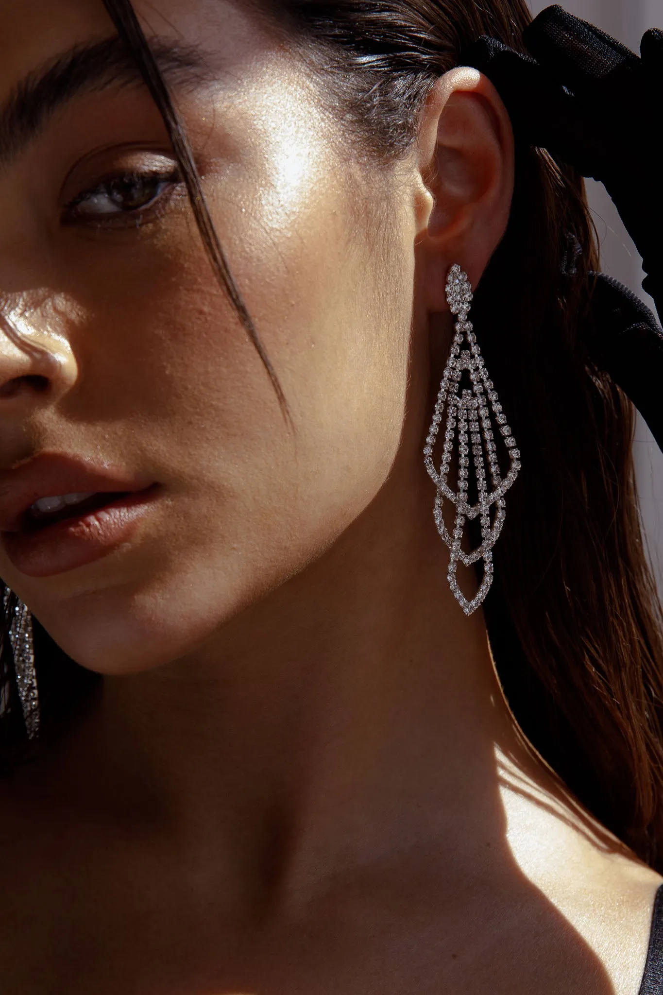 Evangelina Chandelier Earrings Silver sold by Selfie Leslie product image thumbnail 3