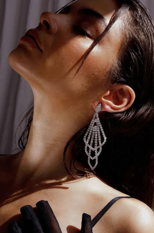 Evangelina Chandelier Earrings Silver sold by Selfie Leslie