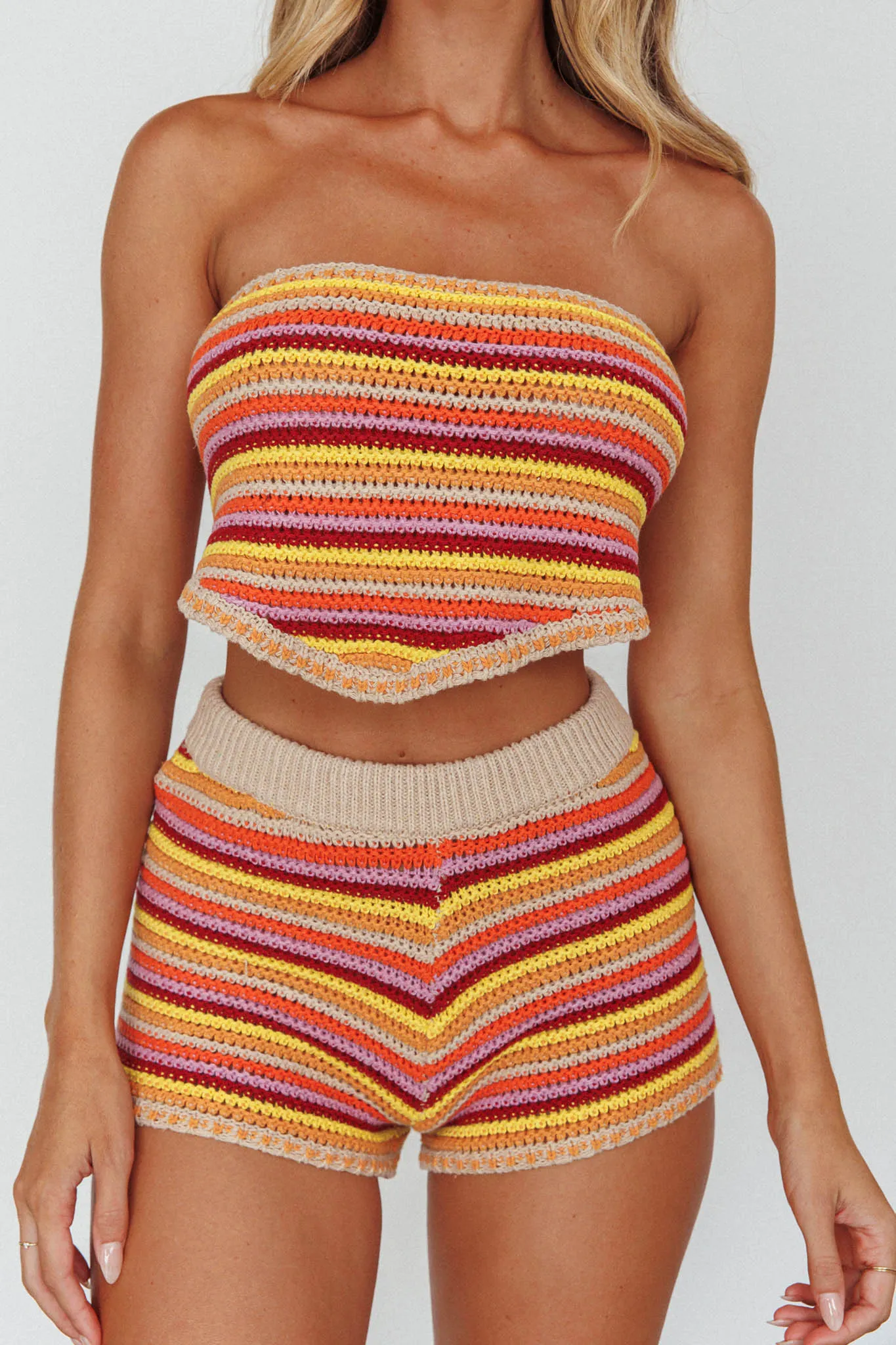 Pacific Strapless Knit Crop Top Tangerine Mixed sold by Selfie Leslie product image thumbnail 4