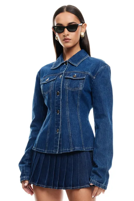 LIONESS Rider Denim Jacket Blue sold by Selfie Leslie