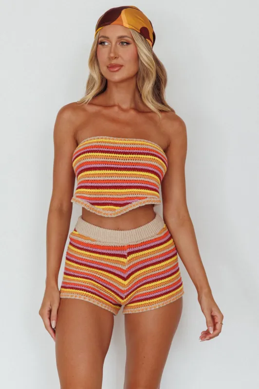 Pacific Strapless Knit Crop Top Tangerine Mixed sold by Selfie Leslie