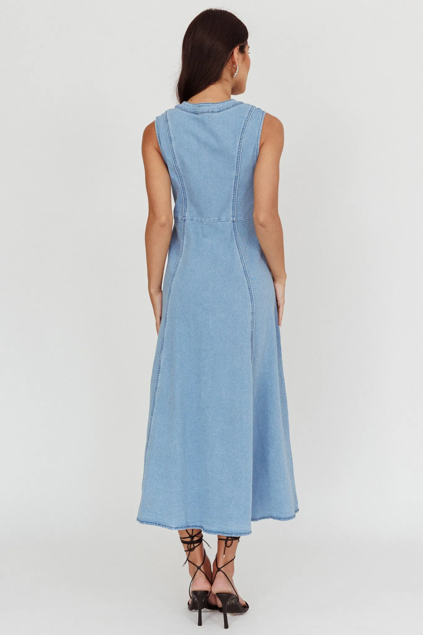 Passionate Flame Sleeveless A-line Midi Dress Denim Blue sold by Selfie Leslie product image thumbnail 2