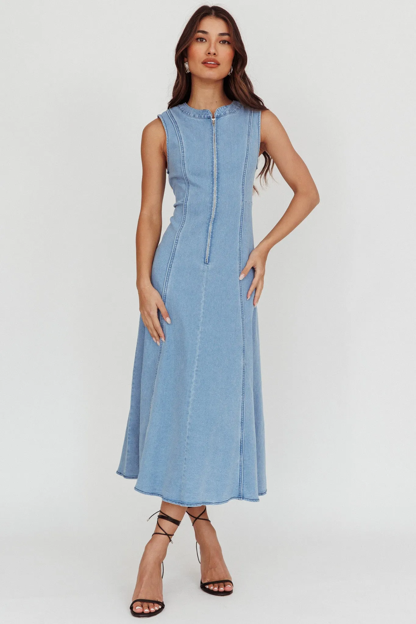 Passionate Flame Sleeveless A-line Midi Dress Denim Blue sold by Selfie Leslie product image thumbnail 5