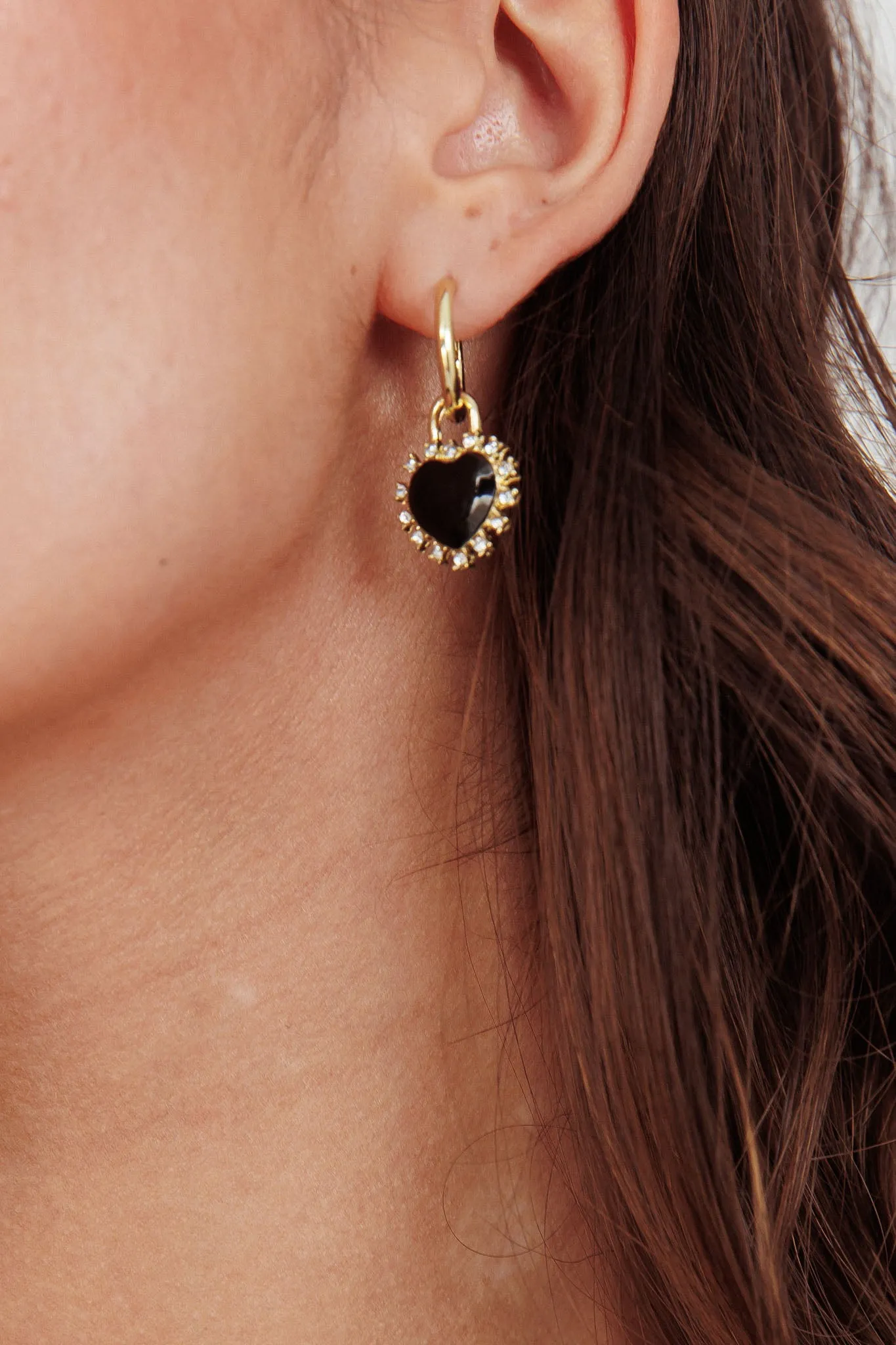 Lovers Enamel Heart Rhinestone Earrings Gold sold by Selfie Leslie product image thumbnail 3