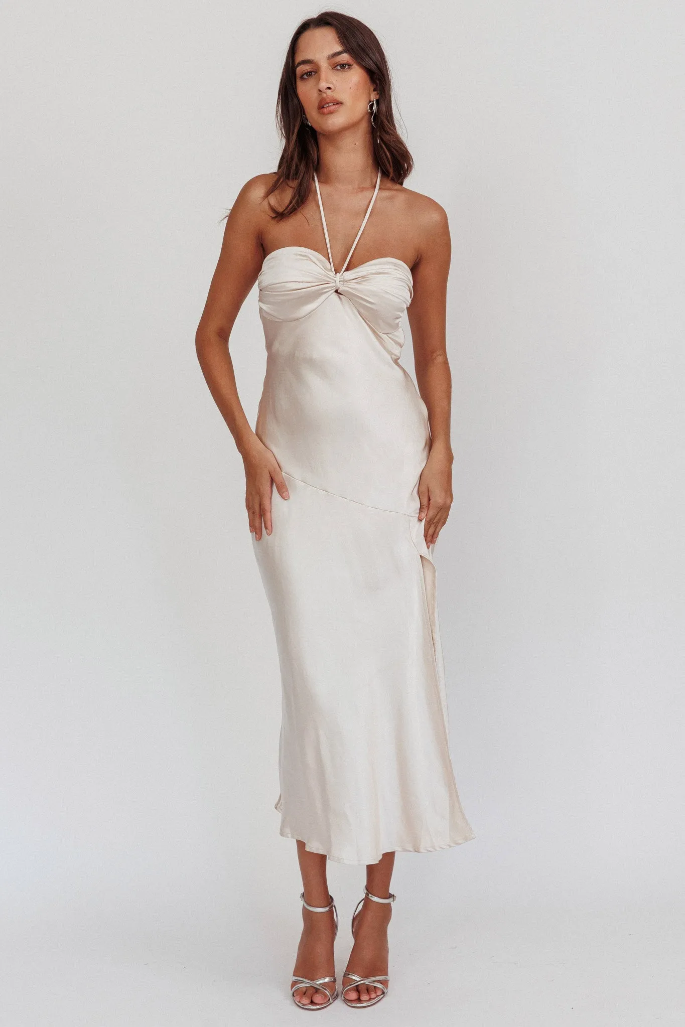 Kindred Spirit Strapless Gathered Bust Midi Dress Champagne sold by Selfie Leslie product image thumbnail 2
