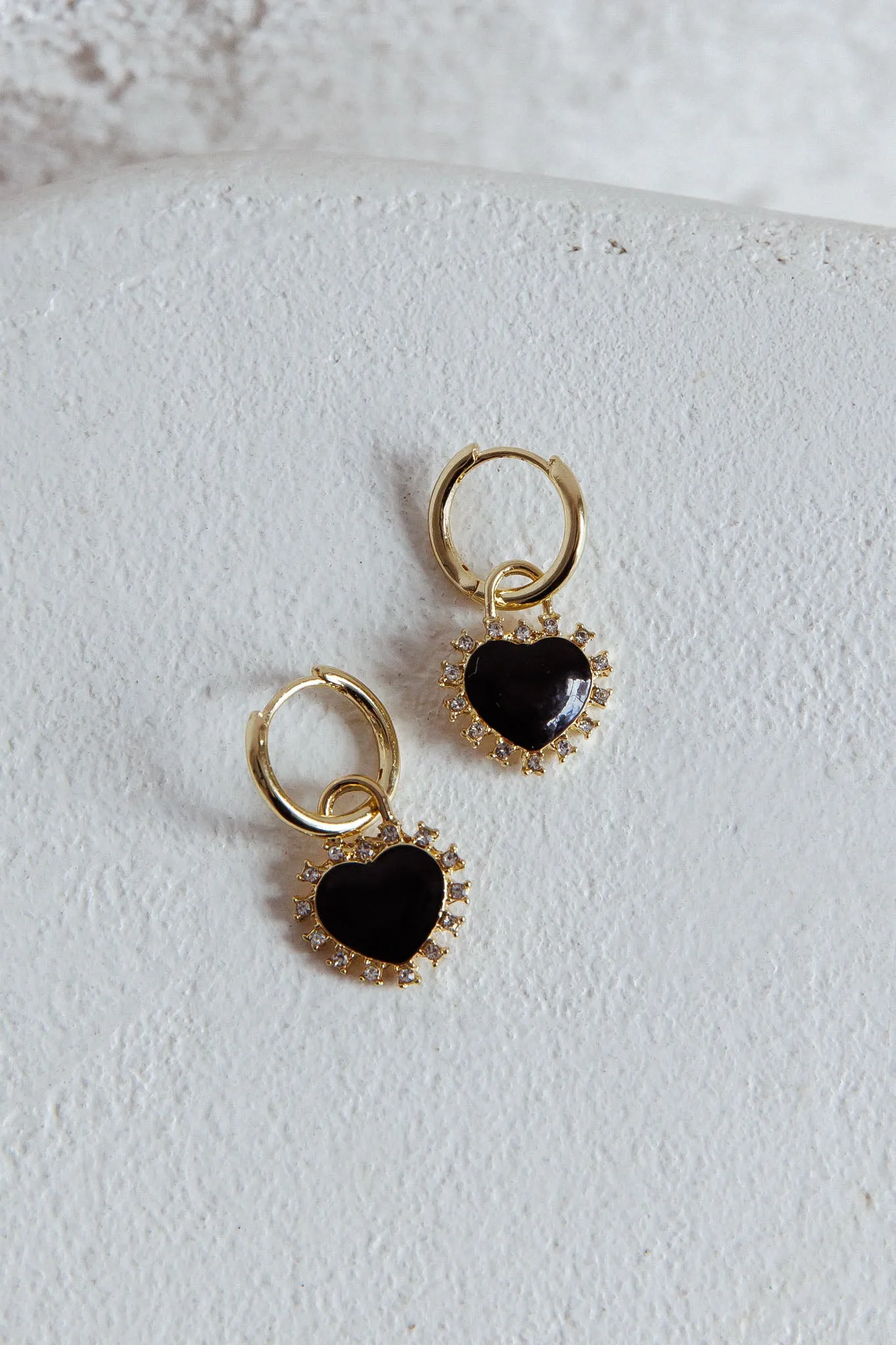 Lovers Enamel Heart Rhinestone Earrings Gold sold by Selfie Leslie product image thumbnail 2