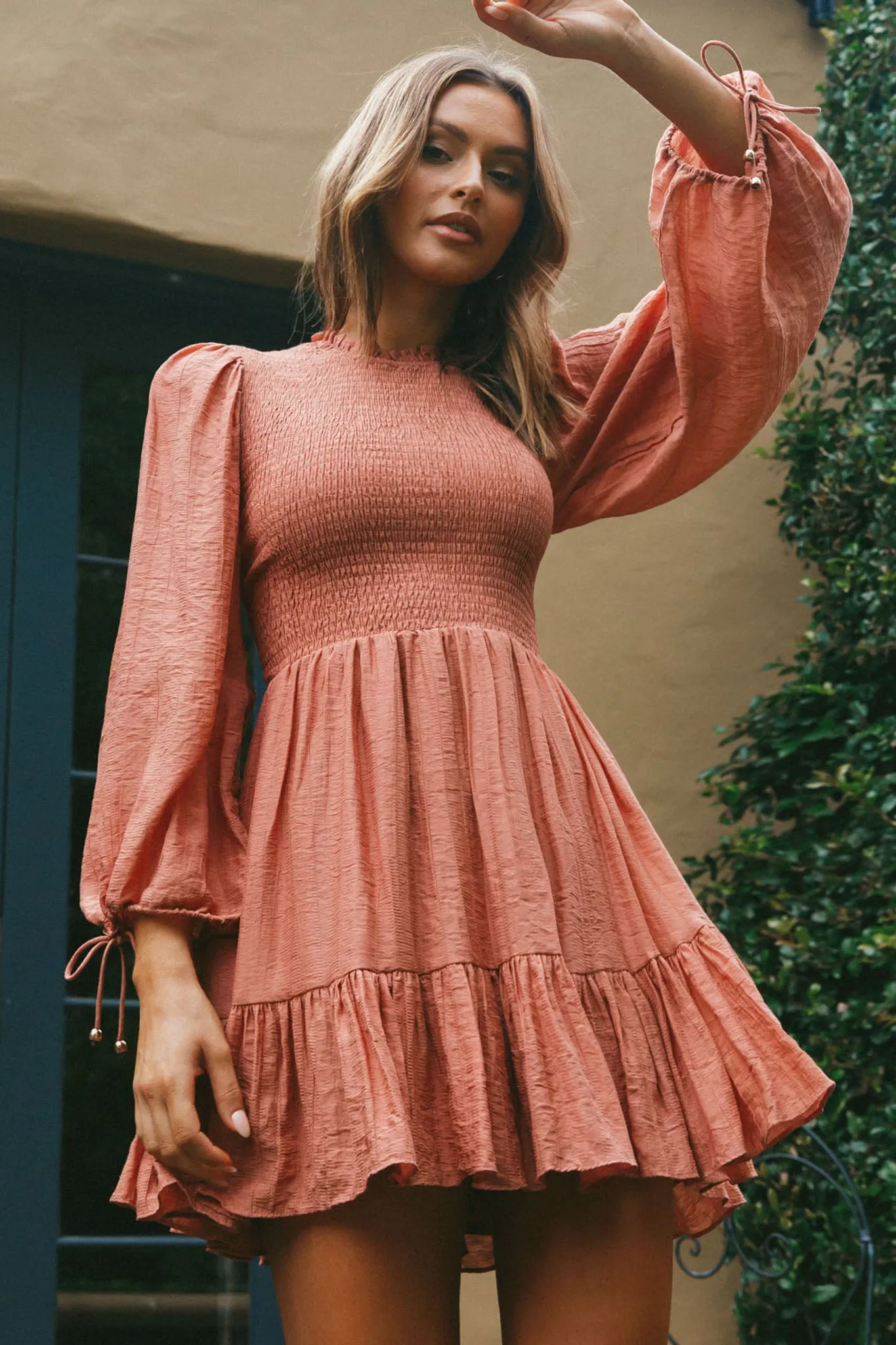 Secret Garden Long Sleeve Smocked Bodice Dress Rose sold by Selfie Leslie product image thumbnail 4