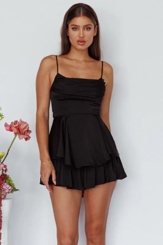 Well Versed Cowl Neck Flounce Romper Black sold by Selfie Leslie
