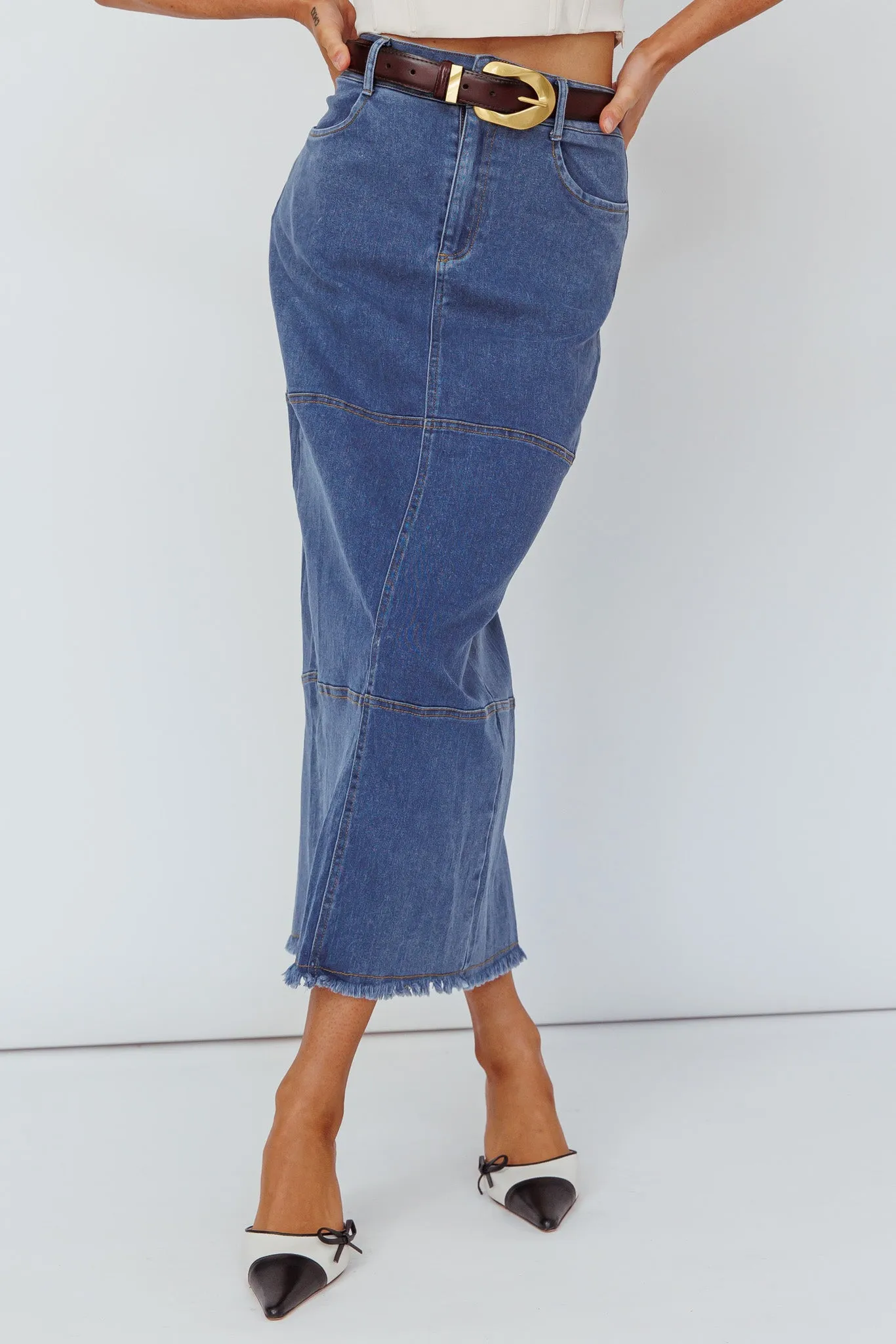 Thalia Pocket Midi Skirt Dark Blue sold by Selfie Leslie product image thumbnail 2