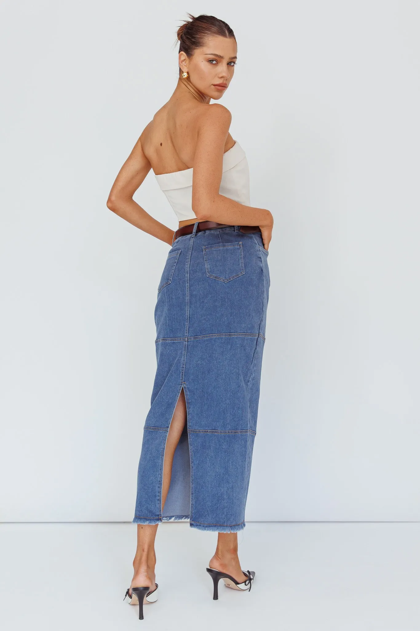 Thalia Pocket Midi Skirt Dark Blue sold by Selfie Leslie product image thumbnail 4