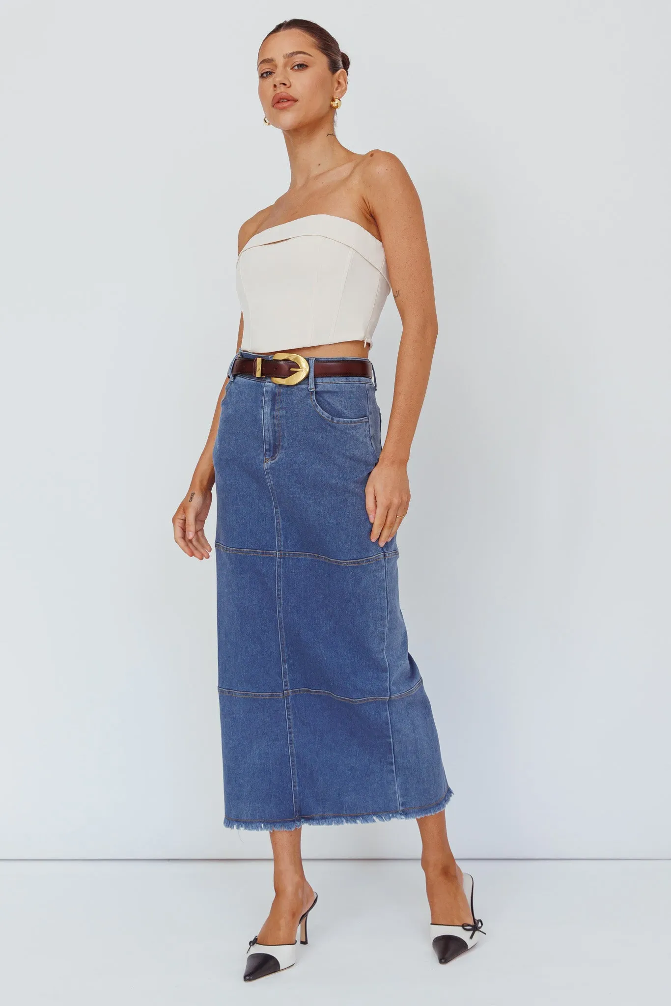 Thalia Pocket Midi Skirt Dark Blue sold by Selfie Leslie product image thumbnail 3