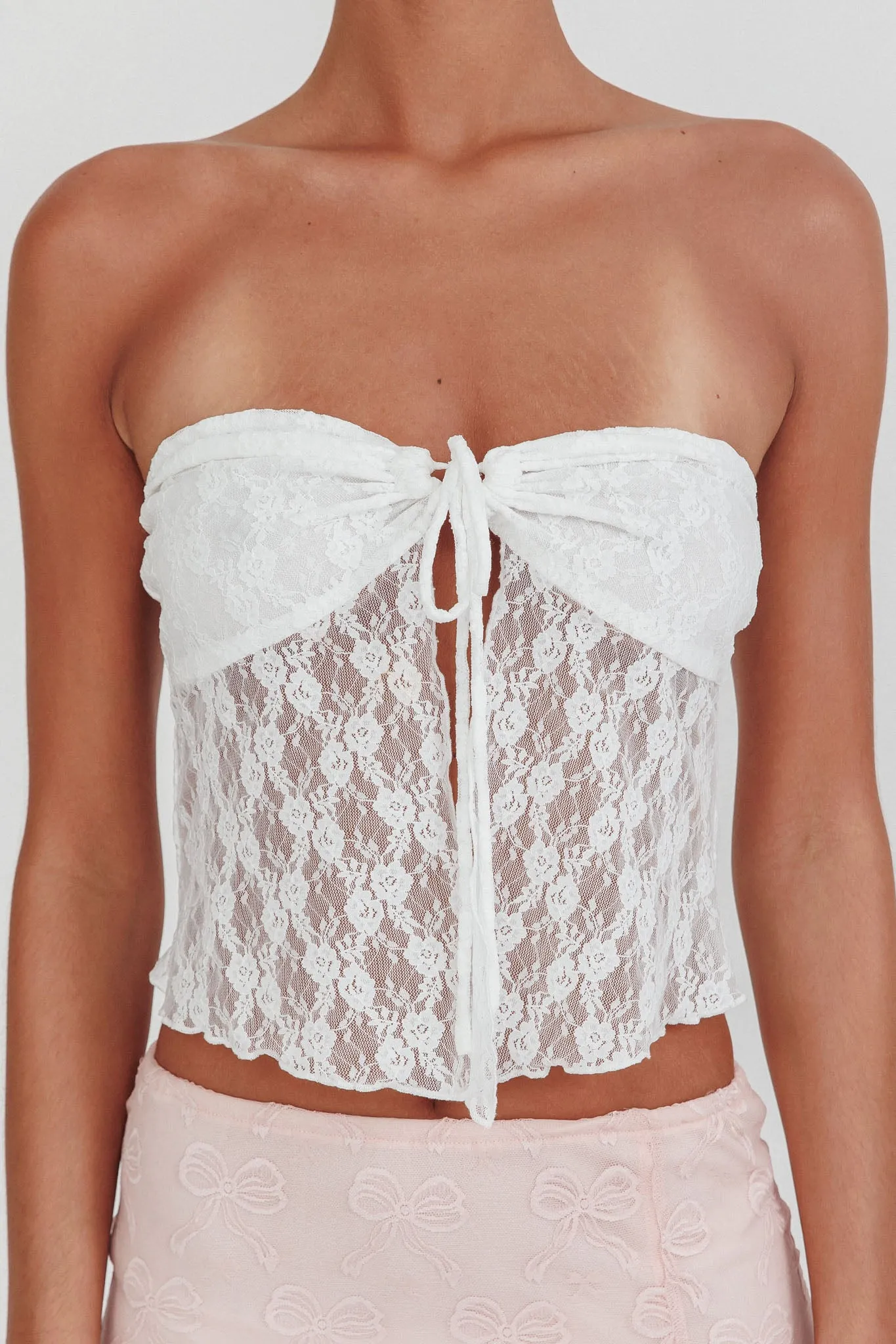 Weekday Strapless Lace Top White sold by Selfie Leslie product image thumbnail 5