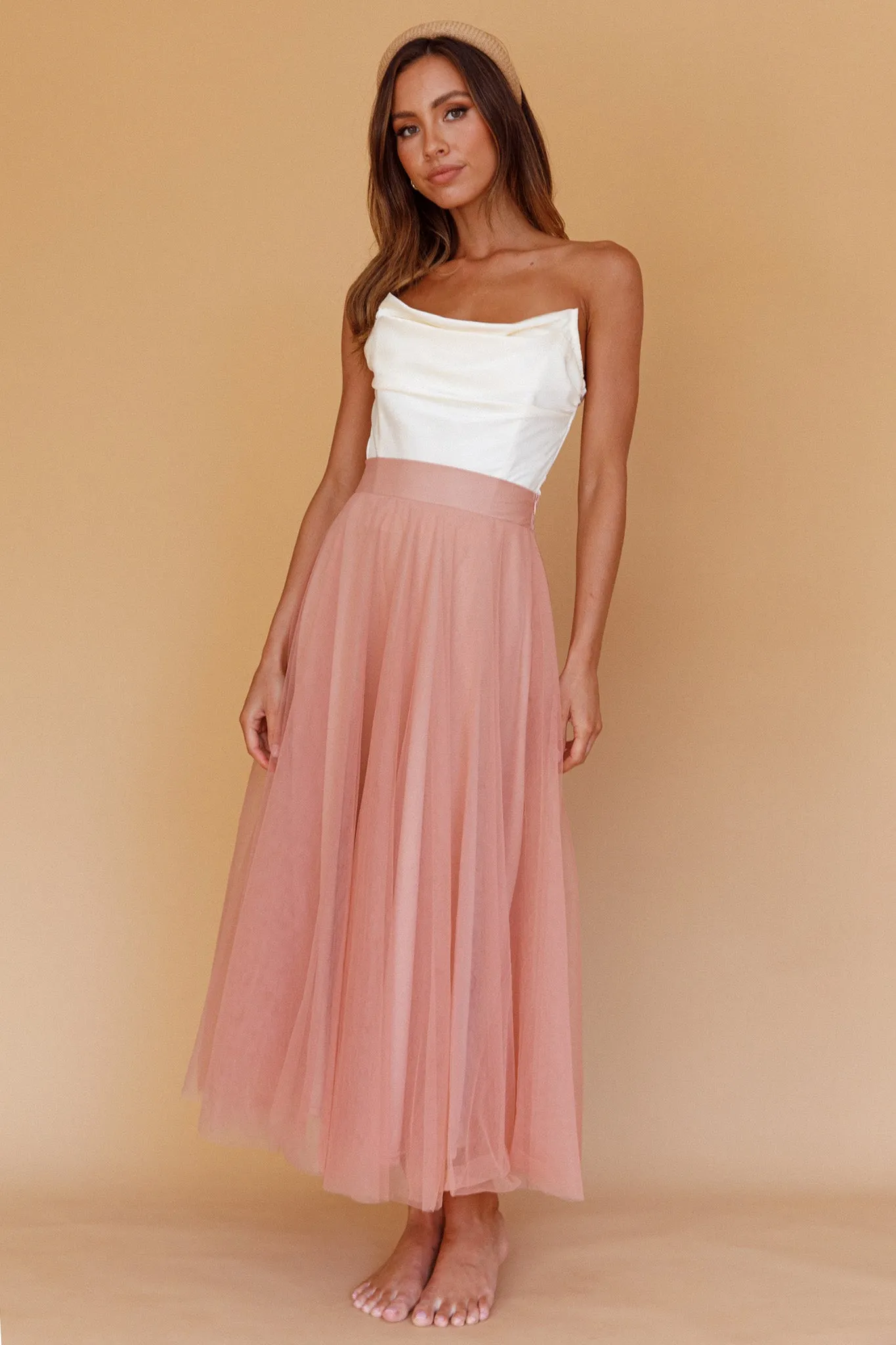 Jasmine Organza Mesh Elasticated Waist Midi Skirt Lipstick sold by Selfie Leslie product image thumbnail 5