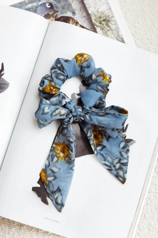 Bow Scrunchie Flower Blue sold by Selfie Leslie