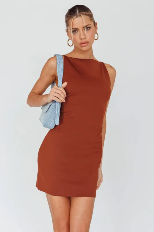Chella Sleeveless Mini Dress Chocolate sold by Selfie Leslie