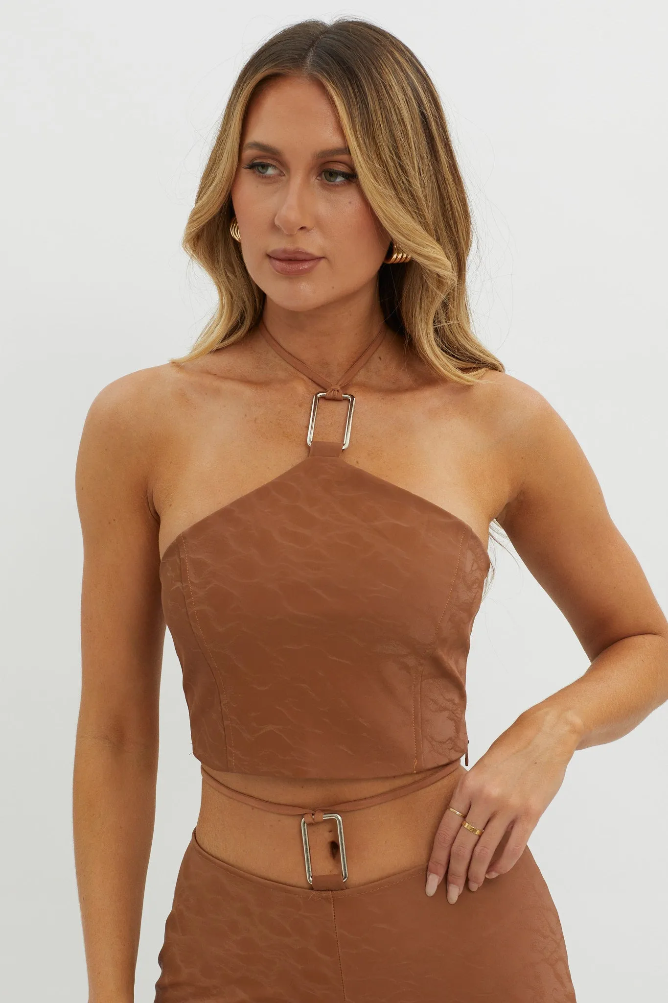 She's A Gemini Halter Crop Top Mud sold by Selfie Leslie