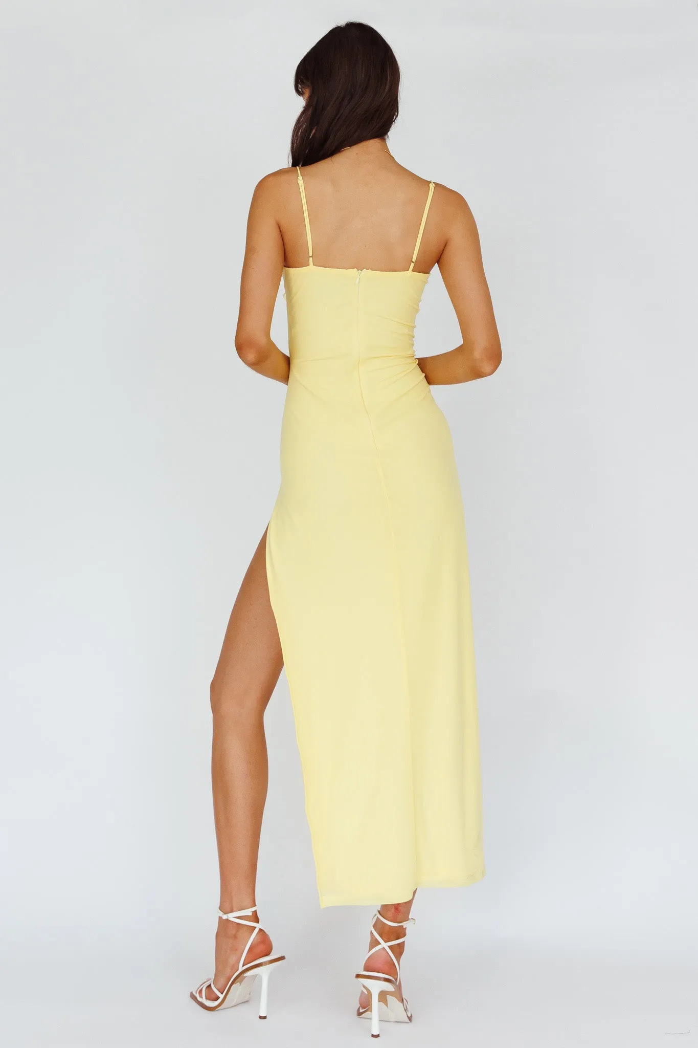 Catriona Split Ruffle Midi Dress Lemon sold by Selfie Leslie product image thumbnail 2