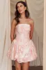 Monti Strapless Bubble Hem Mini Dress Embroidered Blush sold by Selfie Leslie