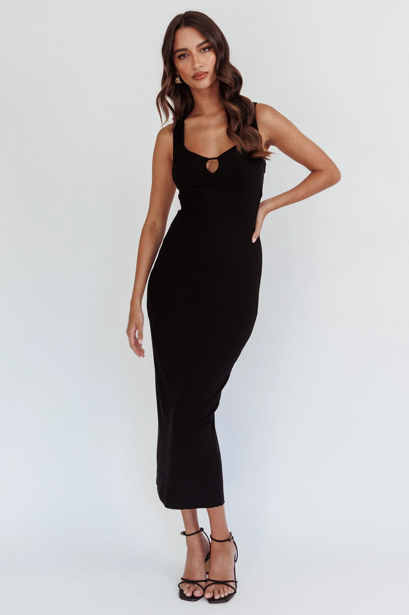 Jennine Lace-Up Back Midi Dress Black sold by Selfie Leslie product image thumbnail 3
